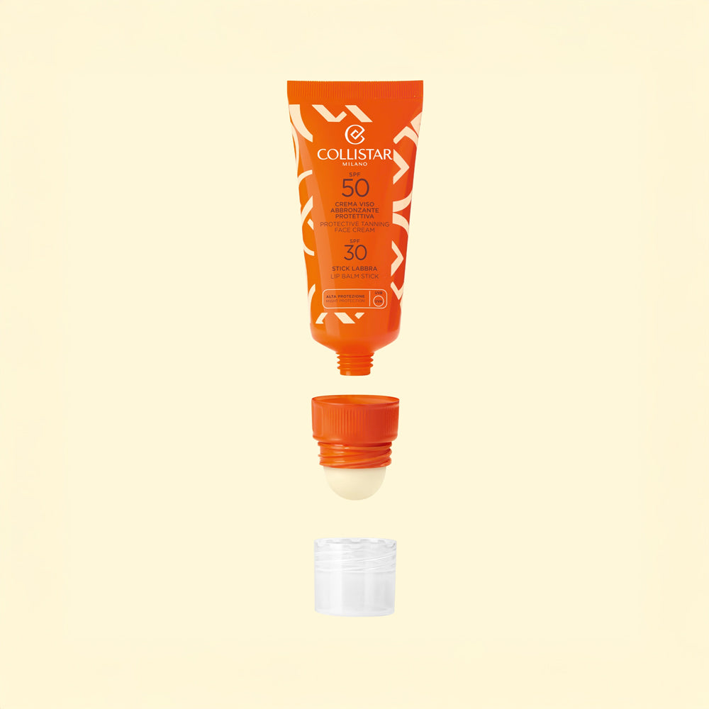 Crema Viso Abbronzante Protettiva SPF50 + Stick Labbra SPF30_8015150009836_Collistar-2