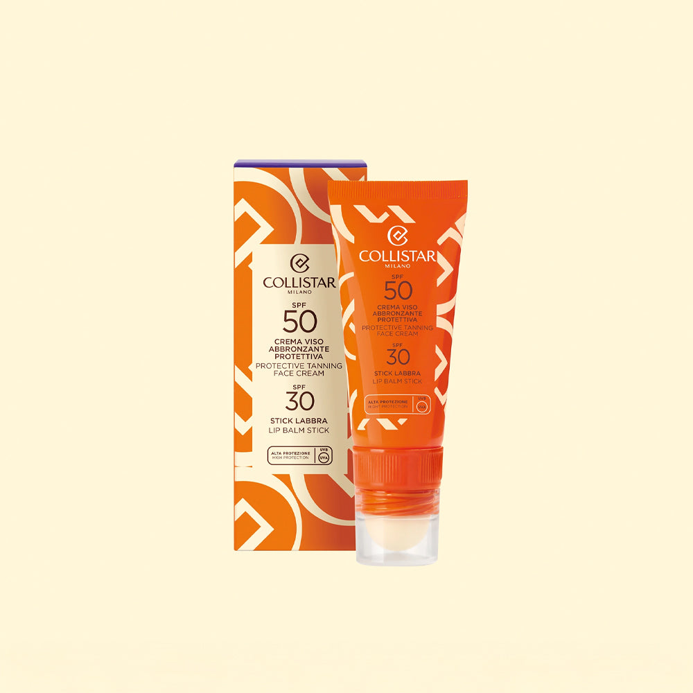 Crema Viso Abbronzante Protettiva SPF50 + Stick Labbra SPF30_8015150009836_Collistar-3