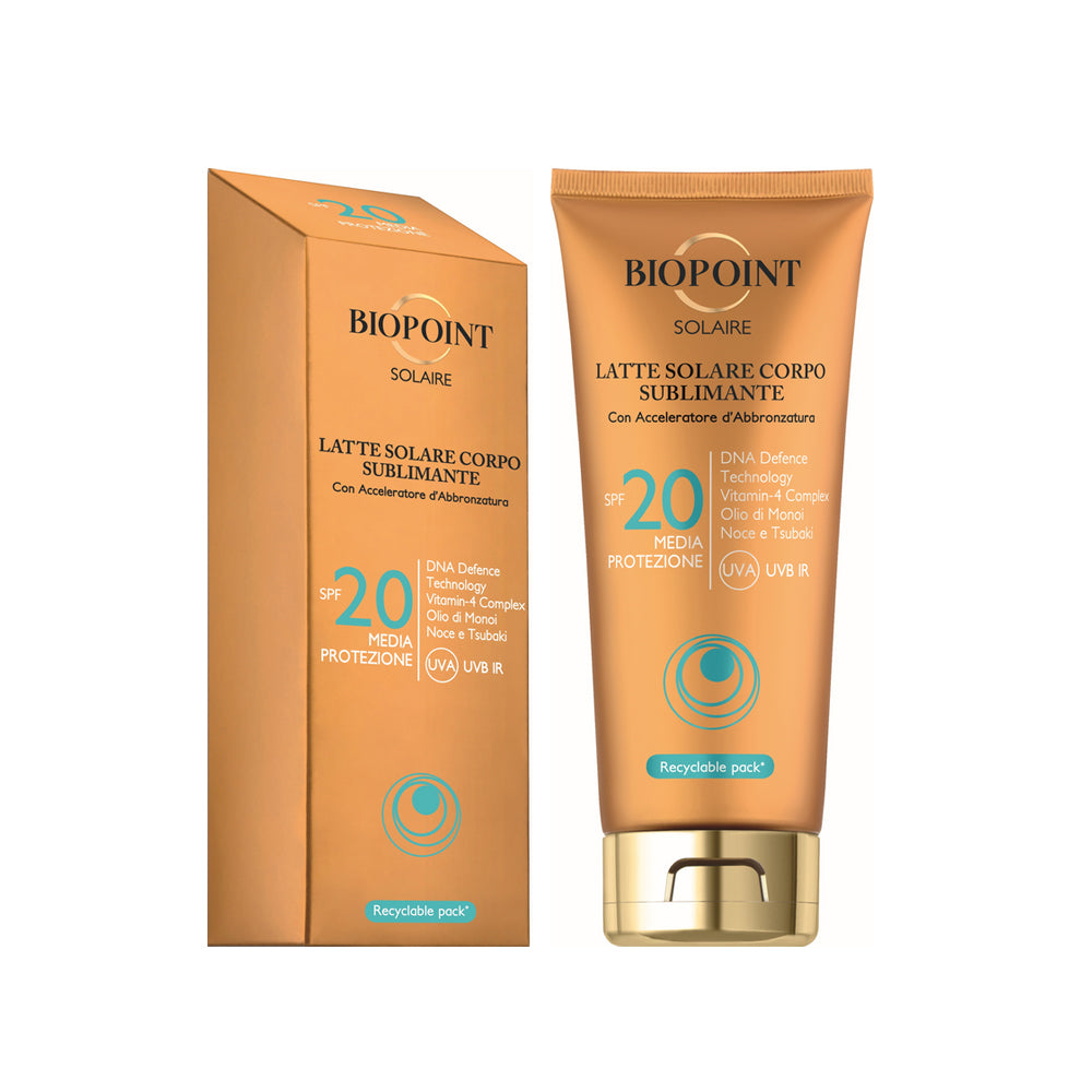 Latte solare corpo sublimante SPF20 Media protezione_8052862412127_Biopoint-2